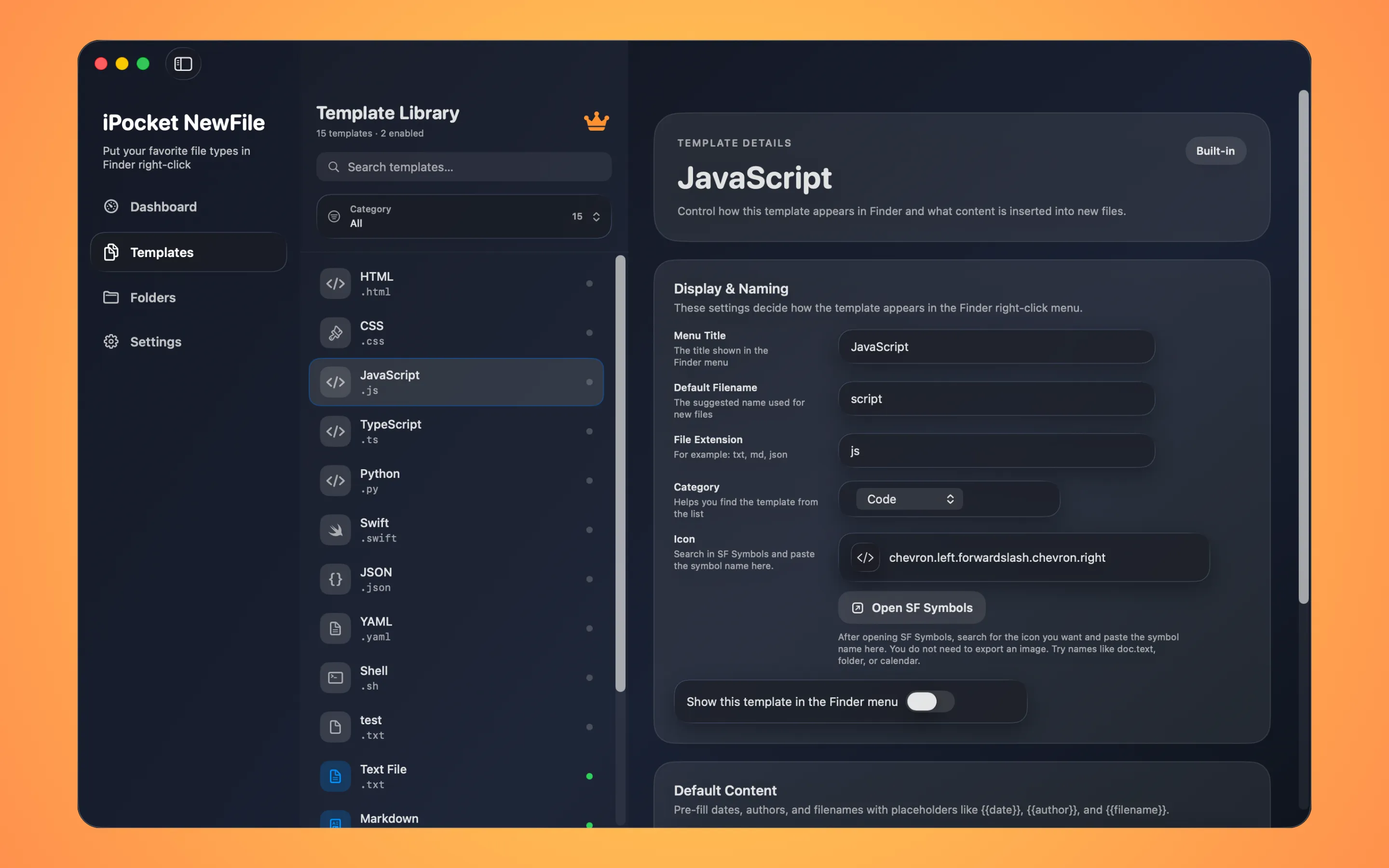 iPocket NewFile screenshot 2